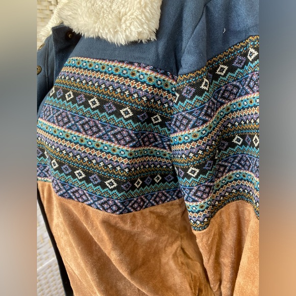 NWT Hem & Thread Tribal Bomber Style Jacket Bohemian Style Velvety Soft Waist - Picture 7 of 11